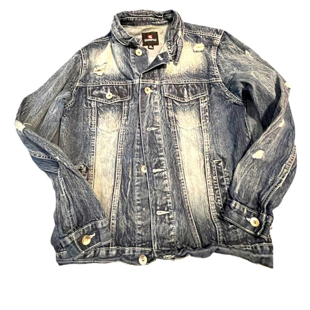 South Pole MENS Jean Jacket , distressed  jean jacket  size M